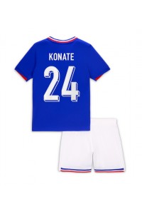 Frankrijk Ibrahima Konate #24 Babytruitje Thuis tenue Kind EK 2024 Korte Mouw (+ Korte broeken)